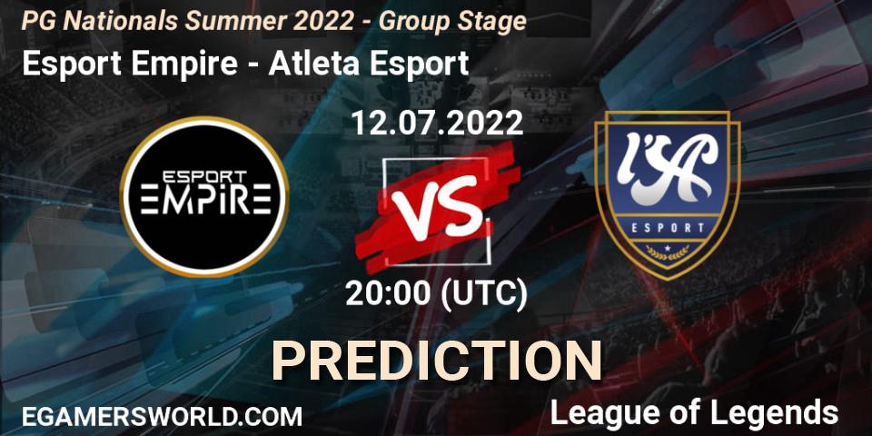 Esport Empire vs Atleta Esport: Betting TIp, Match Prediction. 12.07.2022 at 20:00. LoL, PG Nationals Summer 2022 - Group Stage