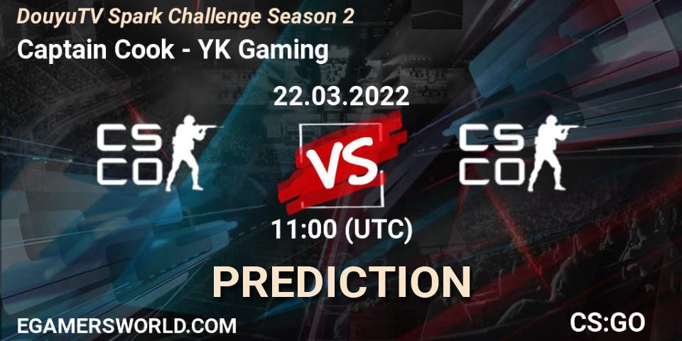 Captain Cook vs YK Gaming: Betting TIp, Match Prediction. 22.03.2022 at 11:00. Counter-Strike (CS2), DouyuTV Spark Challenge Season 2