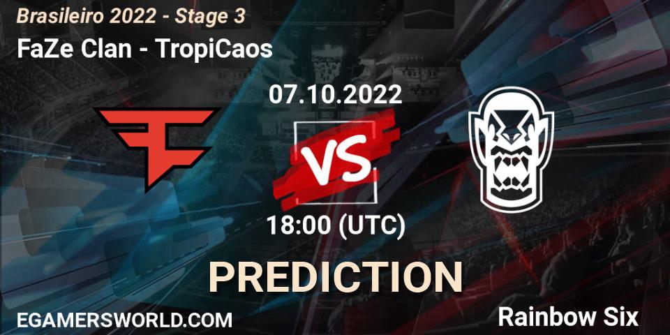FaZe Clan vs TropiCaos: Betting TIp, Match Prediction. 07.10.2022 at 18:00. Rainbow Six, Brasileirão 2022 - Stage 3