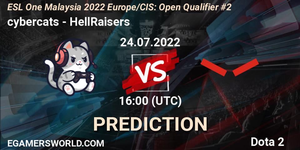 cybercats vs HellRaisers: Betting TIp, Match Prediction. 24.07.2022 at 16:09. Dota 2, ESL One Malaysia 2022 Europe/CIS: Open Qualifier #2