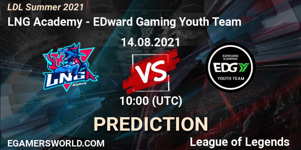 LNG Academy vs EDward Gaming Youth Team: Betting TIp, Match Prediction. 14.08.2021 at 11:25. LoL, LDL Summer 2021