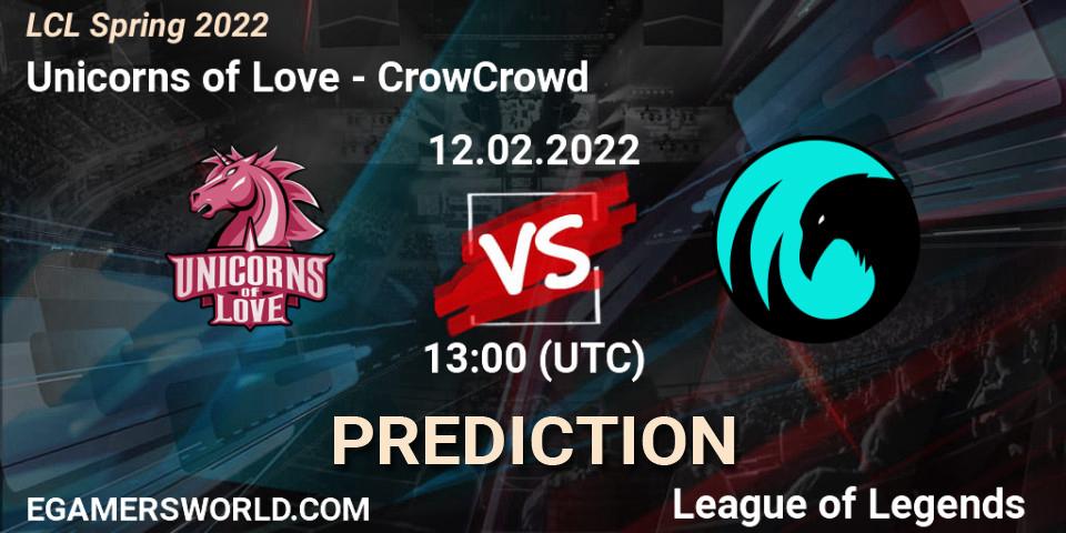 Unicorns of Love vs CrowCrowd: Betting TIp, Match Prediction. 12.02.22. LoL, LCL Spring 2022