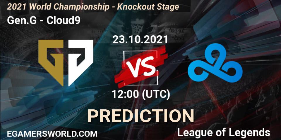 Gen.G vs Cloud9: Betting TIp, Match Prediction. 25.10.2021 at 12:00. LoL, 2021 World Championship - Knockout Stage