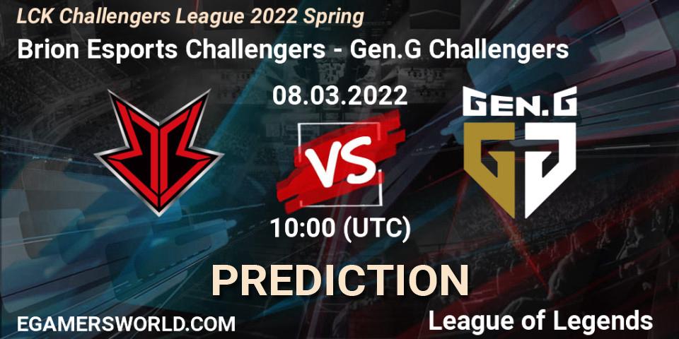 Brion Esports Challengers vs Gen.G Challengers: Betting TIp, Match Prediction. 08.03.2022 at 10:00. LoL, LCK Challengers League 2022 Spring