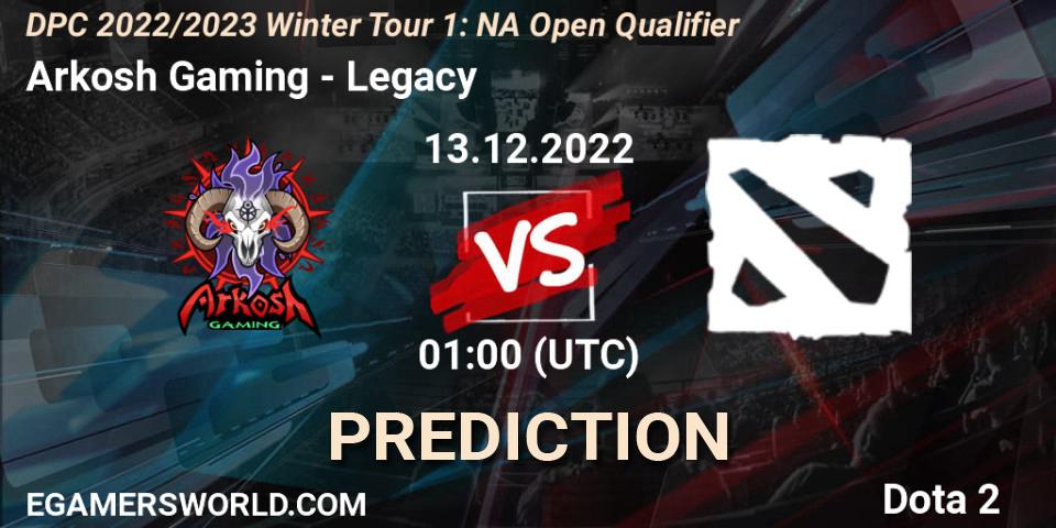Arkosh Gaming vs Legacy: Betting TIp, Match Prediction. 13.12.22. Dota 2, DPC 2022/2023 Winter Tour 1: NA Open Qualifier 1