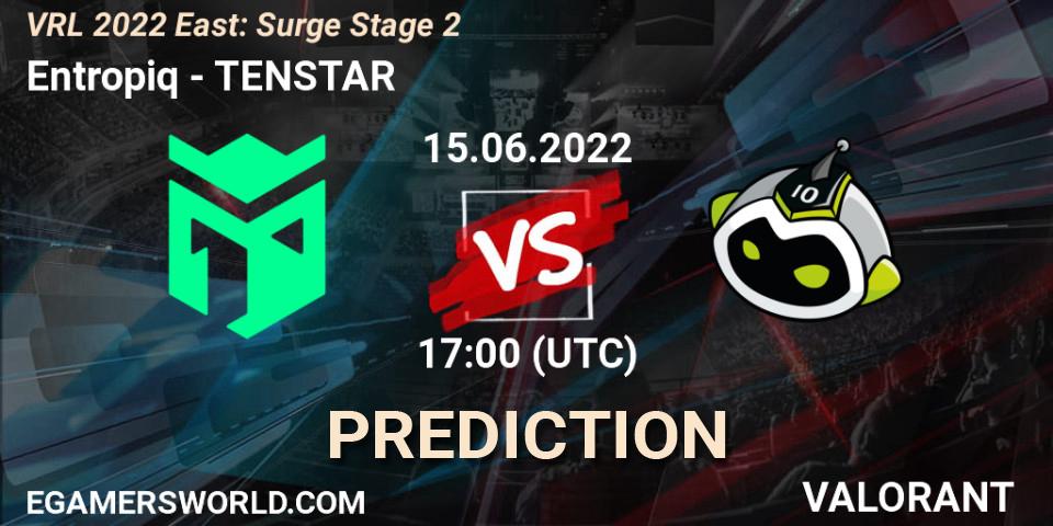 Entropiq vs TENSTAR: Betting TIp, Match Prediction. 15.06.2022 at 17:30. VALORANT, VRL 2022 East: Surge Stage 2
