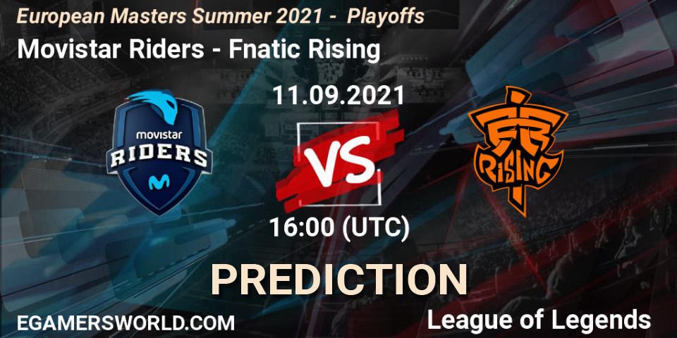 Movistar Riders vs Fnatic Rising: Betting TIp, Match Prediction. 09.09.21. LoL, European Masters Summer 2021 - Playoffs
