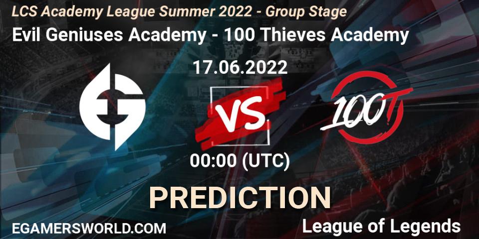 Evil Geniuses Academy vs 100 Thieves Academy: Betting TIp, Match Prediction. 17.06.22. LoL, LCS Academy League Summer 2022 - Group Stage
