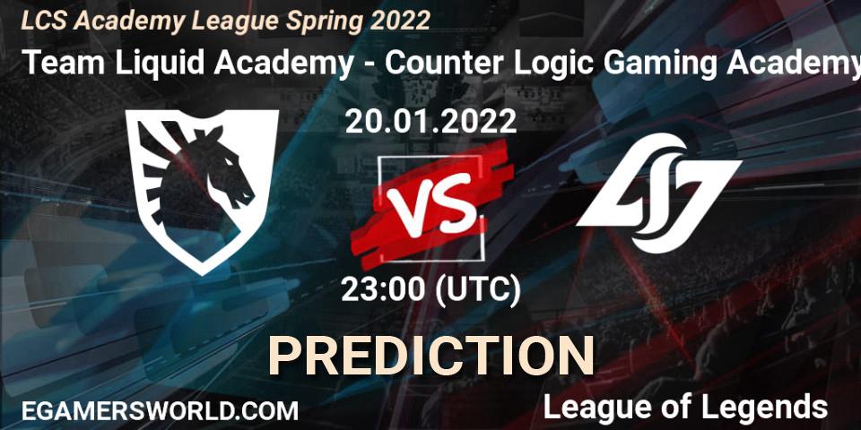 Team Liquid Academy vs Counter Logic Gaming Academy: Betting TIp, Match Prediction. 20.01.22. LoL, LCS Academy League Spring 2022