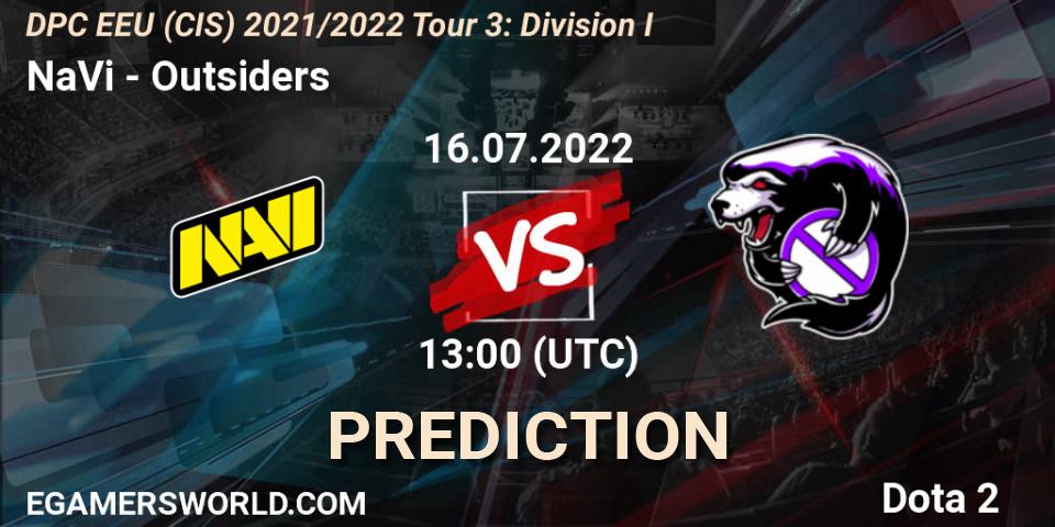 NaVi vs Outsiders: Betting TIp, Match Prediction. 16.07.2022 at 14:13. Dota 2, DPC EEU (CIS) 2021/2022 Tour 3: Division I