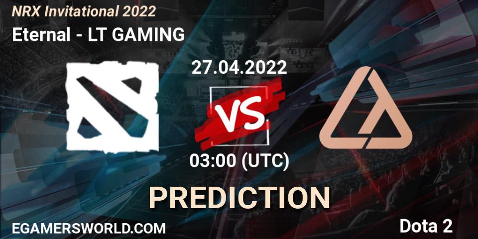 Eternal vs LT GAMING: Betting TIp, Match Prediction. 27.04.2022 at 03:09. Dota 2, NRX Invitational 2022