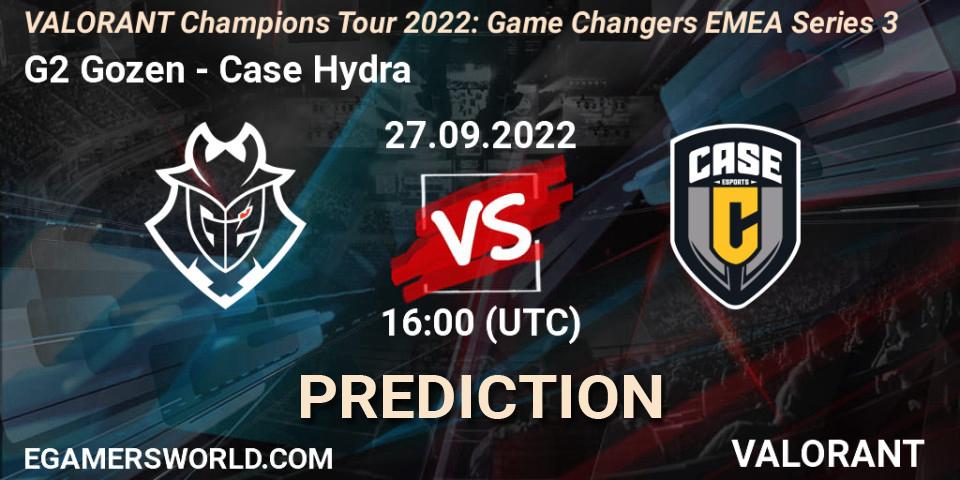 G2 Gozen vs Case Hydra: Betting TIp, Match Prediction. 27.09.2022 at 16:00. VALORANT, VCT 2022: Game Changers EMEA Series 3