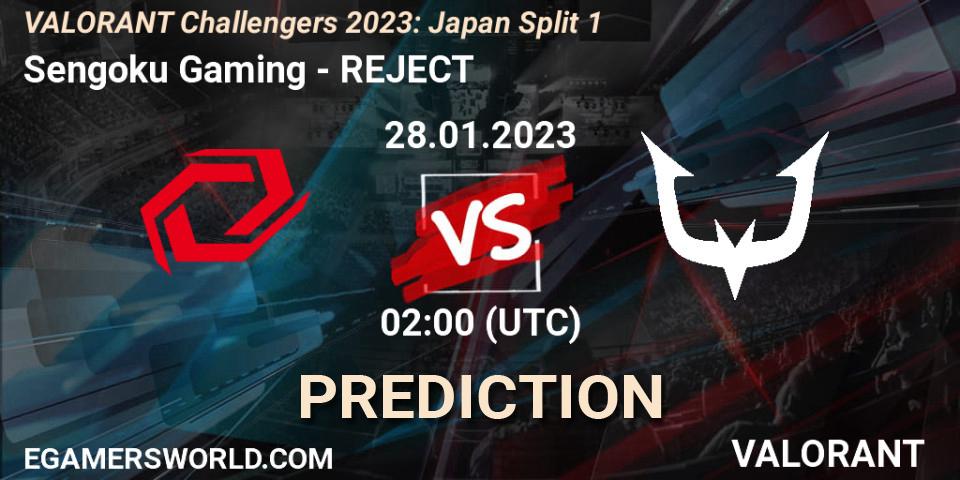 Sengoku Gaming vs REJECT: Betting TIp, Match Prediction. 28.01.2023 at 02:00. VALORANT, VALORANT Challengers 2023: Japan Split 1
