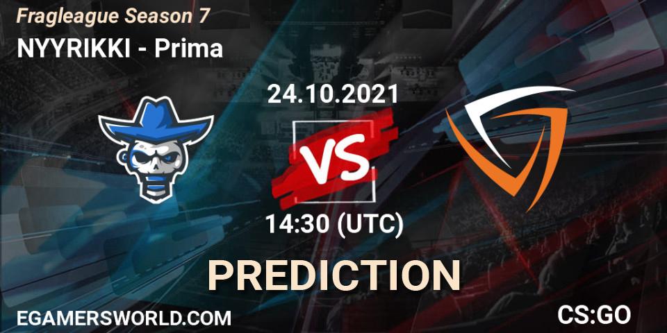 NYYRIKKI vs Prima: Betting TIp, Match Prediction. 24.10.21. CS2 (CS:GO), Fragleague Season 7