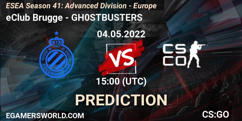 eClub Brugge vs GH0STBUSTERS: Betting TIp, Match Prediction. 04.05.2022 at 15:00. Counter-Strike (CS2), ESEA Season 41: Advanced Division - Europe