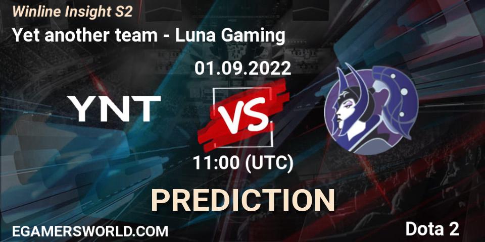 YNT vs Luna Gaming: Betting TIp, Match Prediction. 01.09.2022 at 15:10. Dota 2, Winline Insight S2