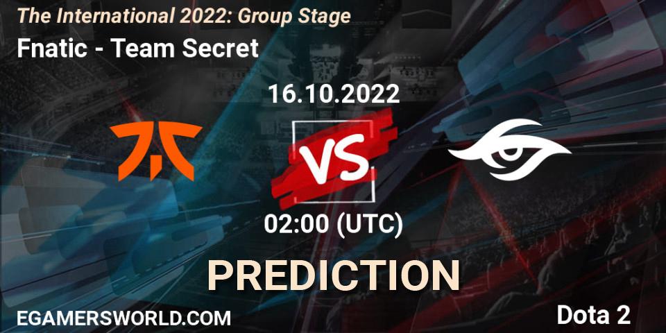 Fnatic vs Team Secret: Betting TIp, Match Prediction. 16.10.22. Dota 2, The International 2022: Group Stage