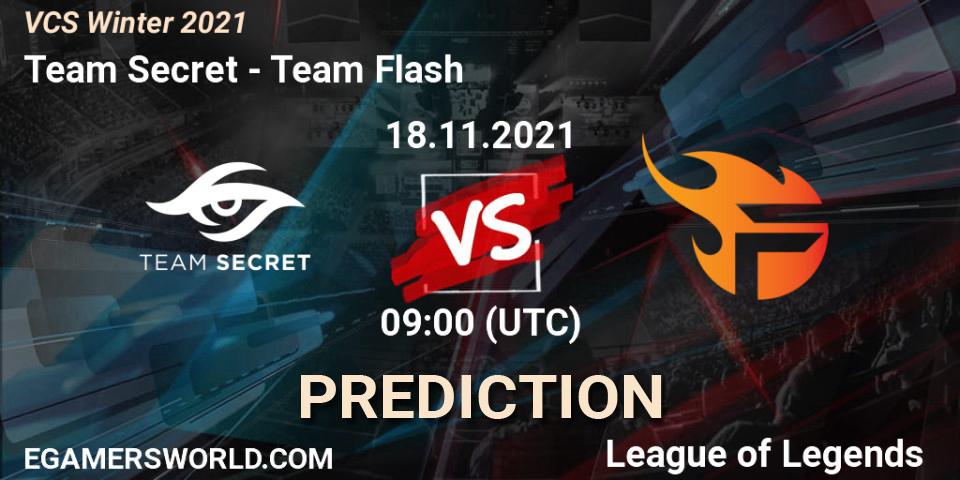 Team Secret vs Team Flash: Betting TIp, Match Prediction. 18.11.2021 at 09:00. LoL, VCS Winter 2021
