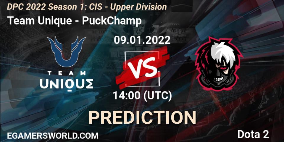 Team Unique vs PuckChamp: Betting TIp, Match Prediction. 09.01.2022 at 14:00. Dota 2, DPC 2022 Season 1: CIS - Upper Division