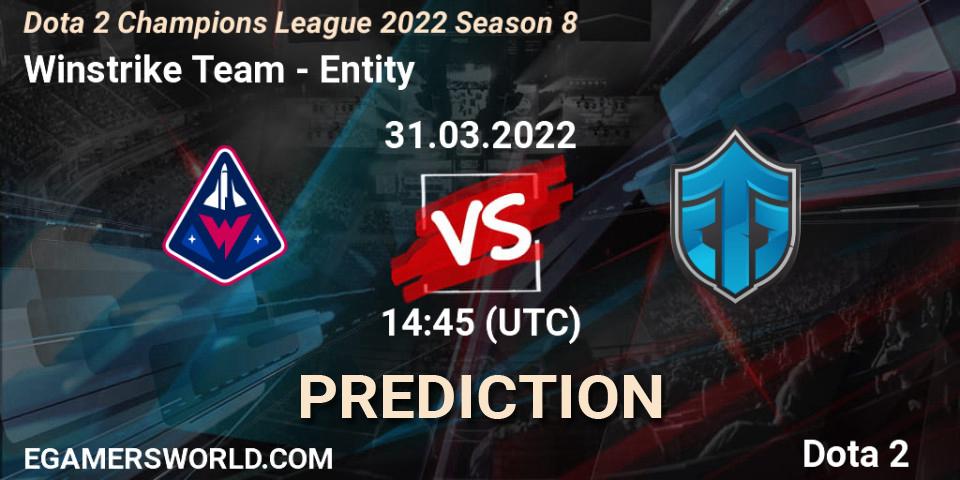 Winstrike Team vs Entity: Betting TIp, Match Prediction. 31.03.22. Dota 2, Dota 2 Champions League 2022 Season 8