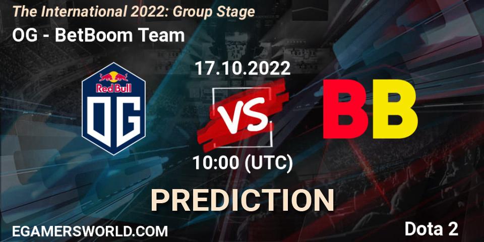 OG vs BetBoom Team: Betting TIp, Match Prediction. 17.10.2022 at 12:01. Dota 2, The International 2022: Group Stage