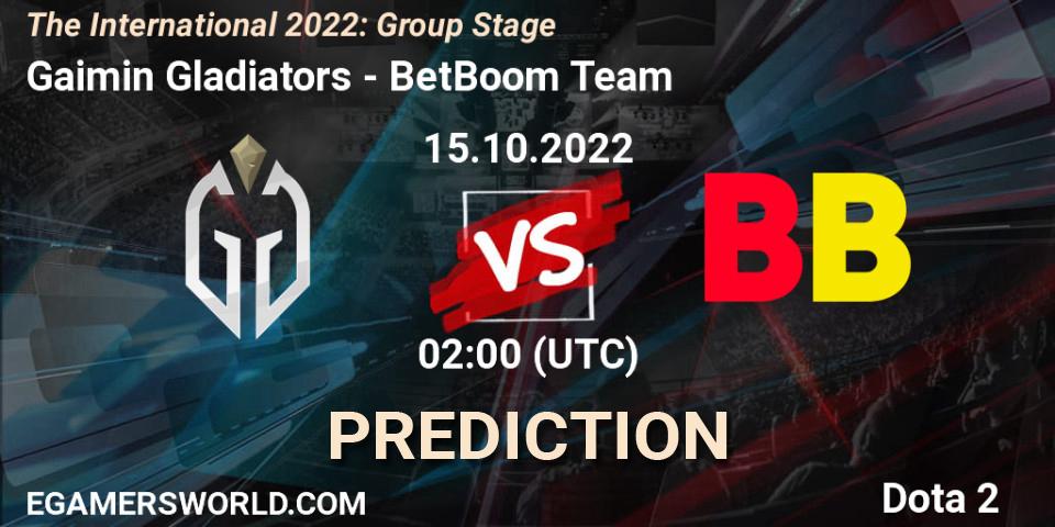 Gaimin Gladiators vs BetBoom Team: Betting TIp, Match Prediction. 15.10.2022 at 02:30. Dota 2, The International 2022: Group Stage