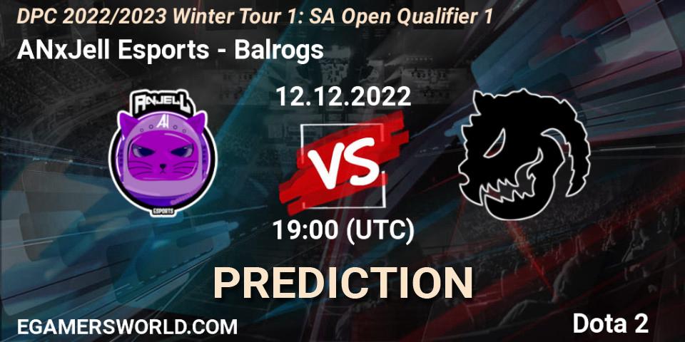ANxJell Esports vs Balrogs: Betting TIp, Match Prediction. 12.12.2022 at 19:12. Dota 2, DPC 2022/2023 Winter Tour 1: SA Open Qualifier 1