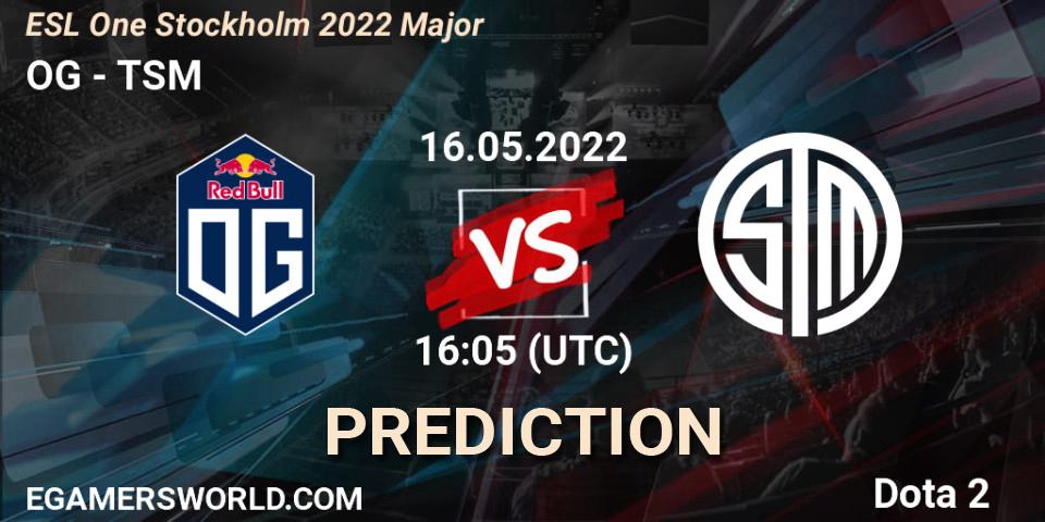 OG vs TSM: Betting TIp, Match Prediction. 16.05.2022 at 16:57. Dota 2, ESL One Stockholm 2022 Major