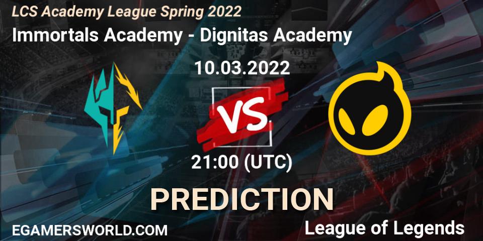 Immortals Academy vs Dignitas Academy: Betting TIp, Match Prediction. 10.03.22. LoL, LCS Academy League Spring 2022