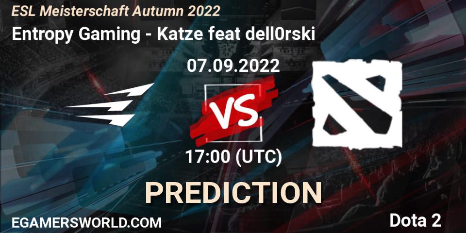 Entropy Gaming vs Katze feat dell0rski: Betting TIp, Match Prediction. 07.09.2022 at 17:03. Dota 2, ESL Meisterschaft Autumn 2022