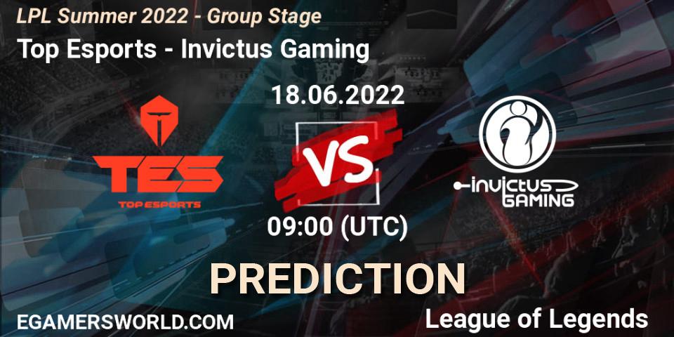 Top Esports vs Invictus Gaming: Betting TIp, Match Prediction. 18.06.22. LoL, LPL Summer 2022 - Group Stage