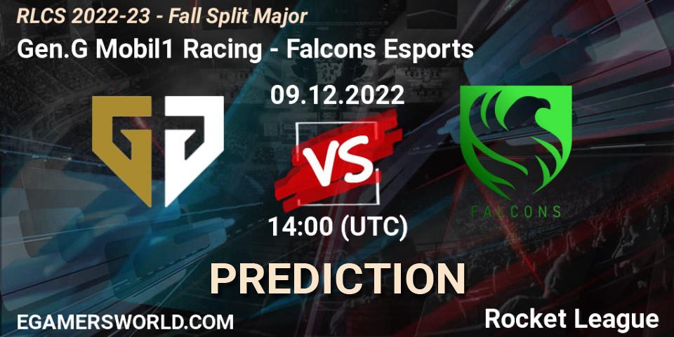 Gen.G Mobil1 Racing vs Falcons Esports: Betting TIp, Match Prediction. 09.12.2022 at 13:50. Rocket League, RLCS 2022-23 - Fall Split Major