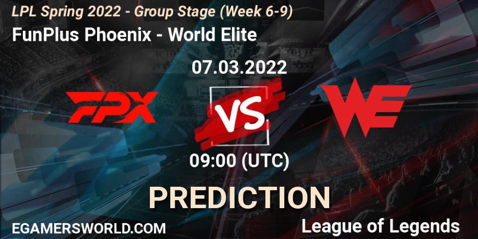 FunPlus Phoenix vs World Elite: Betting TIp, Match Prediction. 07.03.22. LoL, LPL Spring 2022 - Group Stage (Week 6-9)
