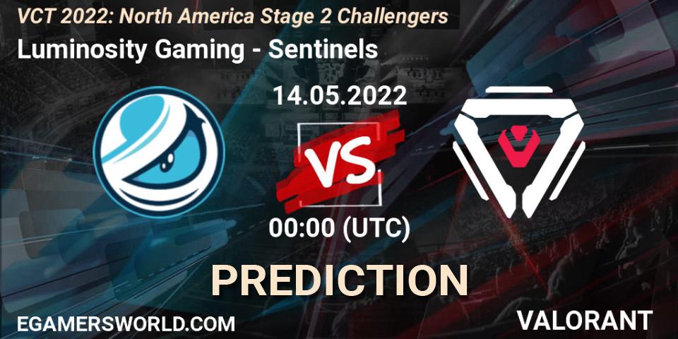 Luminosity Gaming vs Sentinels: Betting TIp, Match Prediction. 13.05.2022 at 22:30. VALORANT, VCT 2022: North America Stage 2 Challengers