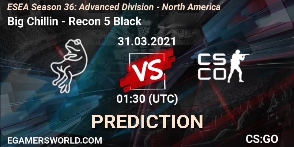 Big Chillin vs Recon 5 Black: Betting TIp, Match Prediction. 01.04.2021 at 01:00. Counter-Strike (CS2), ESEA Season 36: Advanced Division - North America