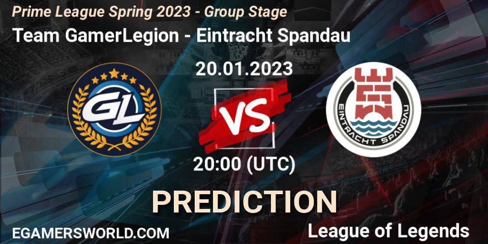 Team GamerLegion vs Eintracht Spandau: Betting TIp, Match Prediction. 20.01.23. LoL, Prime League Spring 2023 - Group Stage