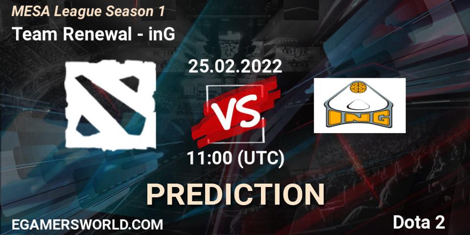 Team Renewal vs inG: Betting TIp, Match Prediction. 25.02.2022 at 11:00. Dota 2, MESA League Season 1