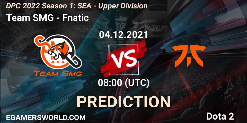 Team SMG vs Fnatic: Betting TIp, Match Prediction. 04.12.2021 at 08:02. Dota 2, DPC 2022 Season 1: SEA - Upper Division