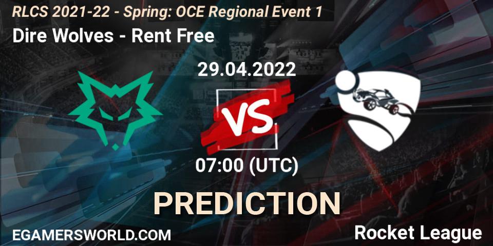 Dire Wolves vs Rent Free: Betting TIp, Match Prediction. 29.04.2022 at 07:00. Rocket League, RLCS 2021-22 - Spring: OCE Regional Event 1