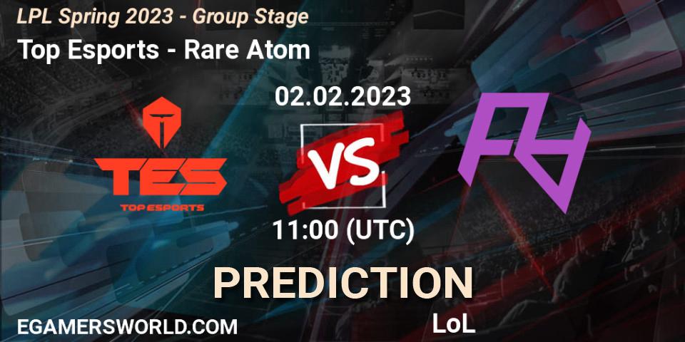 Top Esports vs Rare Atom: Betting TIp, Match Prediction. 02.02.23. LoL, LPL Spring 2023 - Group Stage