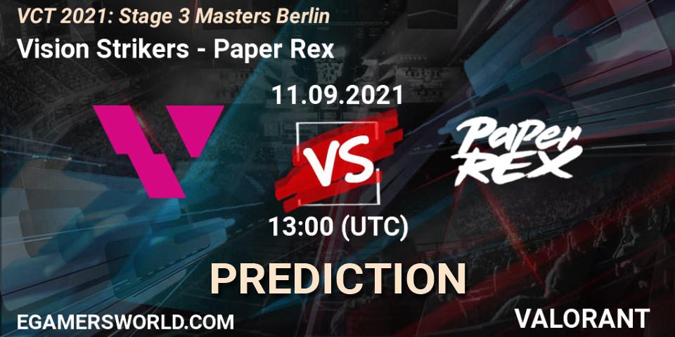 Vision Strikers vs Paper Rex: Betting TIp, Match Prediction. 11.09.2021 at 13:00. VALORANT, VCT 2021: Stage 3 Masters Berlin