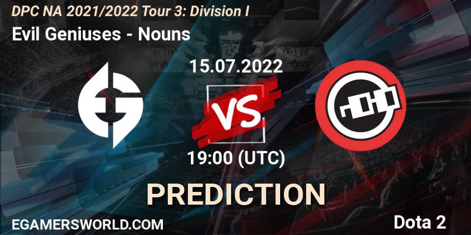 Evil Geniuses vs Nouns: Betting TIp, Match Prediction. 15.07.22. Dota 2, DPC NA 2021/2022 Tour 3: Division I