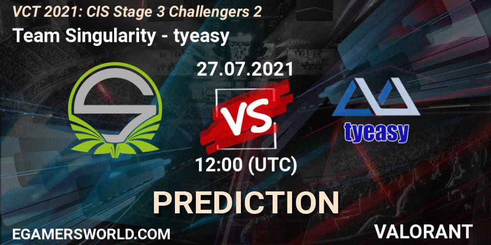 Team Singularity vs tyeasy: Betting TIp, Match Prediction. 27.07.2021 at 12:00. VALORANT, VCT 2021: CIS Stage 3 Challengers 2