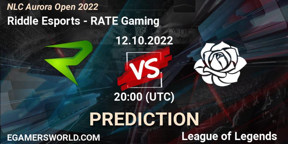 Riddle Esports vs RATE Gaming: Betting TIp, Match Prediction. 12.10.2022 at 19:00. LoL, NLC Aurora Open 2022