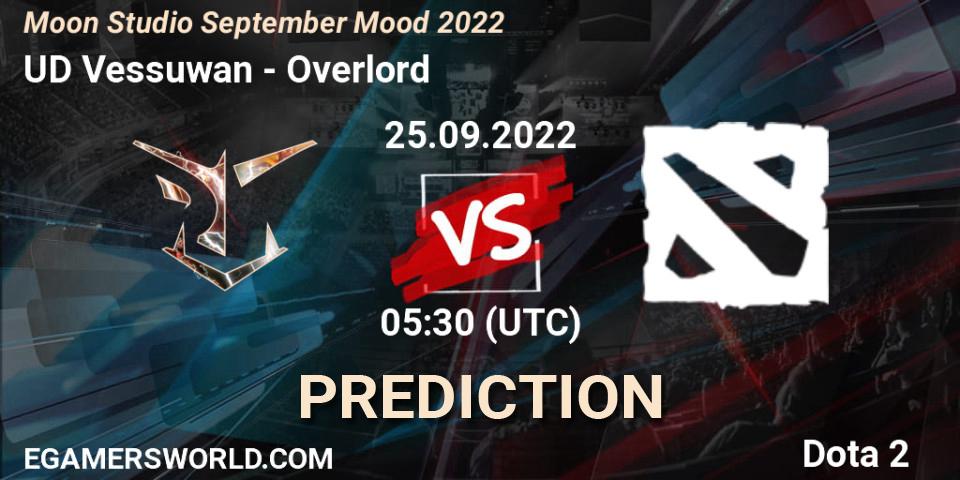 UD Vessuwan vs Overlord: Betting TIp, Match Prediction. 25.09.2022 at 05:46. Dota 2, Moon Studio September Mood 2022
