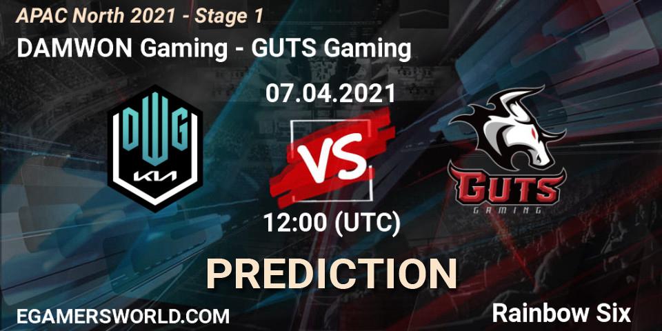 DAMWON Gaming vs GUTS Gaming: Betting TIp, Match Prediction. 07.04.2021 at 10:30. Rainbow Six, APAC North 2021 - Stage 1