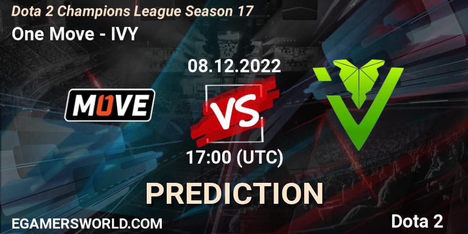 One Move vs IVY: Betting TIp, Match Prediction. 08.12.2022 at 17:02. Dota 2, Dota 2 Champions League Season 17
