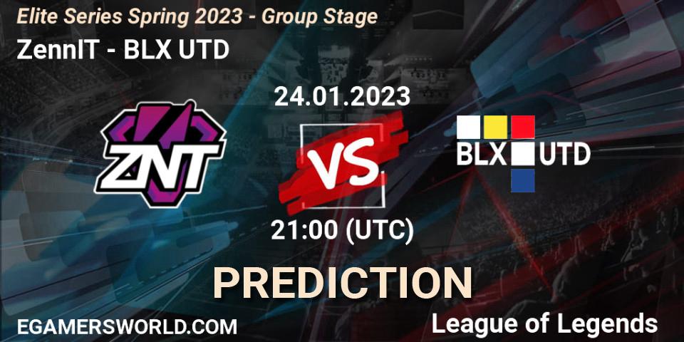 ZennIT vs BLX UTD: Betting TIp, Match Prediction. 24.01.2023 at 21:00. LoL, Elite Series Spring 2023 - Group Stage
