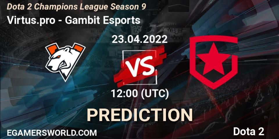 Virtus.pro vs Gambit Esports: Betting TIp, Match Prediction. 23.04.2022 at 12:00. Dota 2, Dota 2 Champions League Season 9