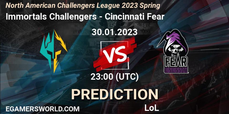 Immortals Challengers vs Cincinnati Fear: Betting TIp, Match Prediction. 30.01.23. LoL, NACL 2023 Spring - Group Stage